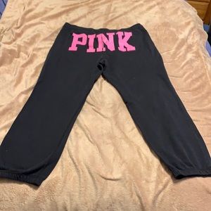PINK Drawstring Sweatpants Black with Pink Pink